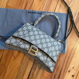 Balenciaga Black and Gray Patterned Shoulder Bag